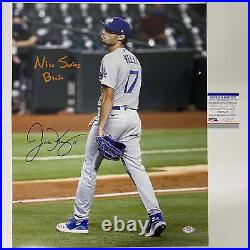 Autographed/Signed Joe Kelly Inscribed Nice Swing Dodgers 16x20 Photo PSA COA