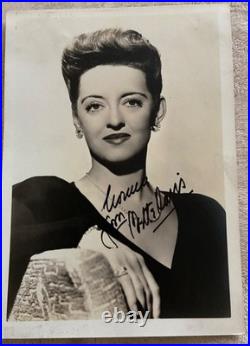 BETTE DAVIS Signed Vintage 5x7 Photo Inscribed Classic Hollywood Autograph