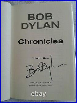 BOB DYLAN AUTOGRAPHED bookCHRONICLES vol one2004 1st PRINTAUTHENTICATEDFINE