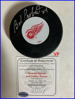 BOB PROBERT Autographed/Inscribed Detroit Red Wings NHL InGlas Co. Hockey Puck