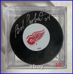 BOB PROBERT Autographed/Inscribed Detroit Red Wings NHL InGlas Co. Hockey Puck
