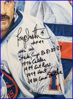 BRYAN TROTTIER New York Islanders Autograph 18x24 Photo Collage Signed Inscribed