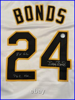 Barry Bonds Signed Pittsburgh Pirates Autographed Jersey Inscribed with Stats COA