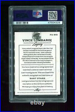Bart Starr 2012 Leaf Vince Lombardi Legacy Red Ink Inscribed Auto #48/50 PSA 10