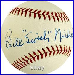 Bill Nicholson Signed Autographed Official NL Baseball Inscribed'Swish' PSA
