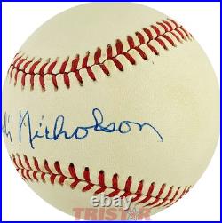 Bill Nicholson Signed Autographed Official NL Baseball Inscribed'Swish' PSA