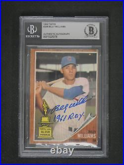 Billy Williams Signed 1962 Topps #288 Inscribed 1961 Roy Bas Authentic Auto