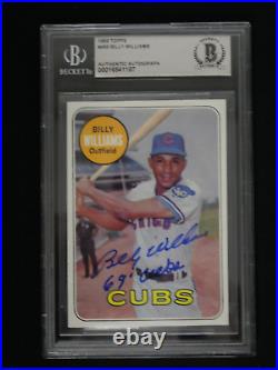 Billy Williams Signed 1969 Topps #450 Inscribed 69 Cubs Bas Coa Chicago Cubs