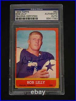 Bob Lilly 1963 Topps #82 Signed Inscribed Hof 80 Psa Authentic Auto Cowboys