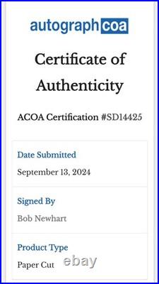 Bob Newhart Actor Signed Paper Cut Autograph Coa Inscribed All The Best