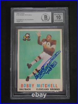 Bobby Mitchell Signed 1959 Topps #140 Bas 10 Authentic Auto Inscribed Hof 83