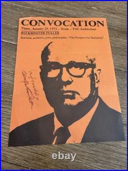 Buckminster Fuller Signed 1973 Convocation Poster Program Inscribed Autograph
