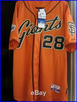 Buster Posey Autographed SF Giants Orange Jersey PSA/DNA Inscribed 14 WS Champs