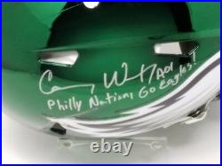 CARSON WENTZ Autographed Inscribed Eagles Chrome Speed Helmet FANATICS LE 11