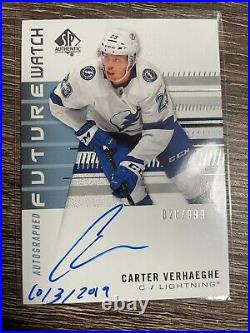CARTER VERHAEGHE 2019-20 SP Authentic Future Watch Auto Inscribed #026/999