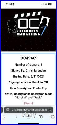 Chris Sarandon Signed Inscribed Jack Skellington Disney Funko 1388, Armor & COA
