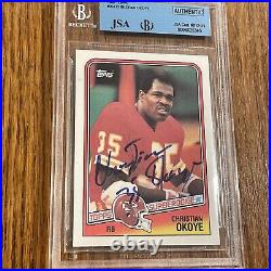 Christian Okoye CHIEFS Signed Autograph 1988 Topps Rookie Card JSA/BGS INSCRIBED