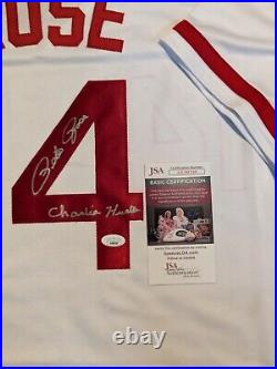 Cincinnati Reds Pete Rose Autographed Signed Inscribed Custom Jersey Jsa Coa