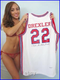 Clyde Drexler signed autograph inscribed Glide Houston Cougars jersey #/1250 JSA