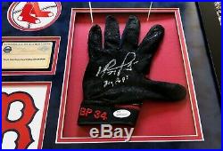 DAVID ORTIZ Game Used Framed Batting Gloves Autographed X2 Inscribed JSA Steiner