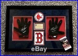 DAVID ORTIZ Game Used Framed Batting Gloves Autographed X2 Inscribed JSA Steiner