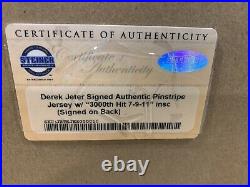 Derek Jeter Autographed Inscribed 3000th hit 7-9-11 Framed Jersey Steiner
