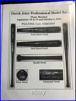 Derek Jeter Game Used Photo Matched Bat PSA 10 Autographed and Inscribed 8 Hits