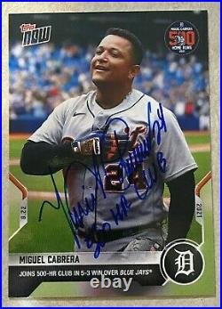 Detroit Tigers MIGUEL CABRERA Signed 2021 Topps Now Card Inscribed 500HR Club