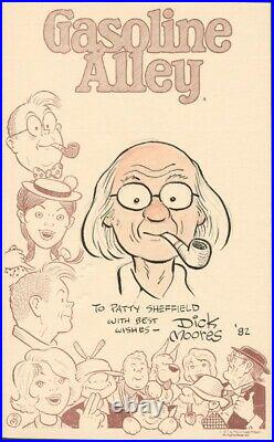 Dick Moores Inscribed Self-caricature Signed 1982