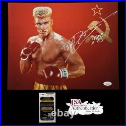 Dolph Lundgren Signed 11x14 Photo Inscribed Drago JSA COA Autograph Rocky