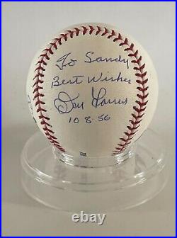 Don Larsen Autographed Omlb Baseball Inscribed To Sandy Best Wishes 10-08-56