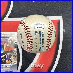 Don Larsen Signed New York Yankees Logo Baseball Inscribed Autographed JSA COA