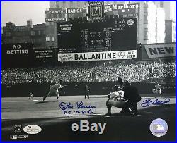 Don Larsen & Yogi Berra Yankees Dual Autographed 8x10 Inscribed PG 10/8/56 JSA