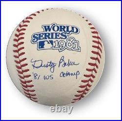 Dusty Baker Signed Autograph 1981 World Series Baseball Giants Dodgers Inscribed