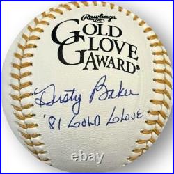 Dusty Baker Signed Autographed Gold Glove Baseball Giants Dodgers Inscribed Dusty Baker Signed Autographed Gold Glove Baseball Giants Dodgers Inscribed