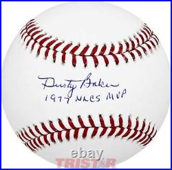 Dusty Baker Signed Autographed ML Baseball Inscribed 1977 NLCS MVP TRISTAR
