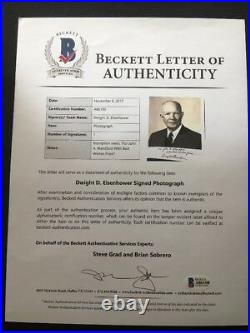 Dwight D. Eisenhower Signed & Inscribed 8X9 Sepia Photo Beckett LOA POTUS