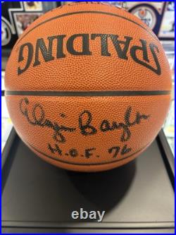 ELGIN BAYLOR Los Angeles Lakers Autograph Signed HOF Inscribed Basketball PSA