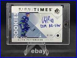 ELIAS PETTERSSON 2018-19 UD SP Authentic SOTT Rookie Inscribed #07/99