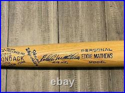 Eddie Mathews 512 Hr's Inscribed Autographed Adirondak 302 Baseball Bat Braves