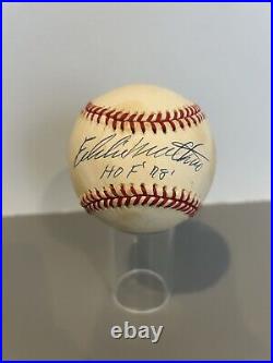 Eddie Mathews Signed Baseball HOF 78 Inscribed Auto PSA Certified Autograph