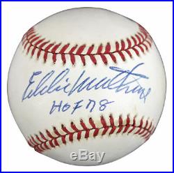 Eddie Mathews autographed signed national league baseball inscribed HOF JSA COA
