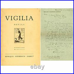 Enrique Anderson Imbert / Vigilia Inscribed with Autograph Letter Signed 1st ed