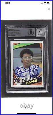Eric Dickerson Signed 1984 Topps #280 RC Inscribed ROY 83 & HOF 99 BGS 10