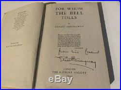 Ernest Hemingway Signed Autograph 1942 Book For Whom The Bell Tolls + Photo Us