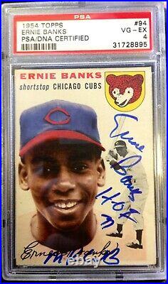 Ernie Banks 1954 Topps #94 PSA/DNA 4 RC Rookie HoF Incredibly rare. Inscribed
