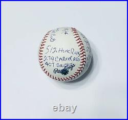 Ernie Banks Autographed Baseball Inscribed STATS (1/1) Mounted Memories & MLB
