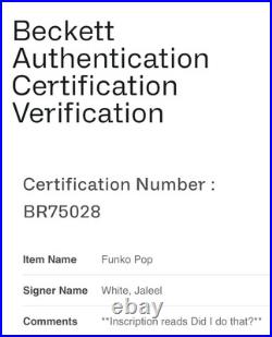 FAMILY MATTERS STEVE URKEL SIGNED FUNKO by JALEEL WHITE INSCRIBED BAS Autograph