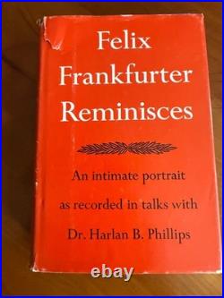 Felix Frankfurter Reminices, autographed and inscribed first edition