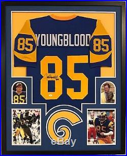 Framed Jack Youngblood Autographed Signed Inscribed L. A. Rams Jersey Jsa Coa
